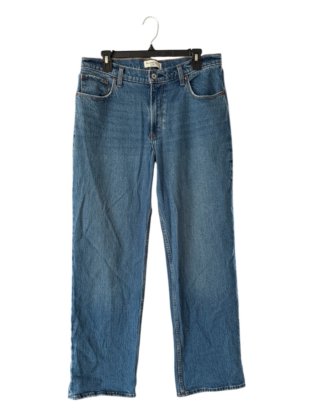 A&F Women’s Baggy Low Rise Medium Wash Blue Wide Leg Classic Jeans Size 30 Sz 10 - Picture 2 of 15